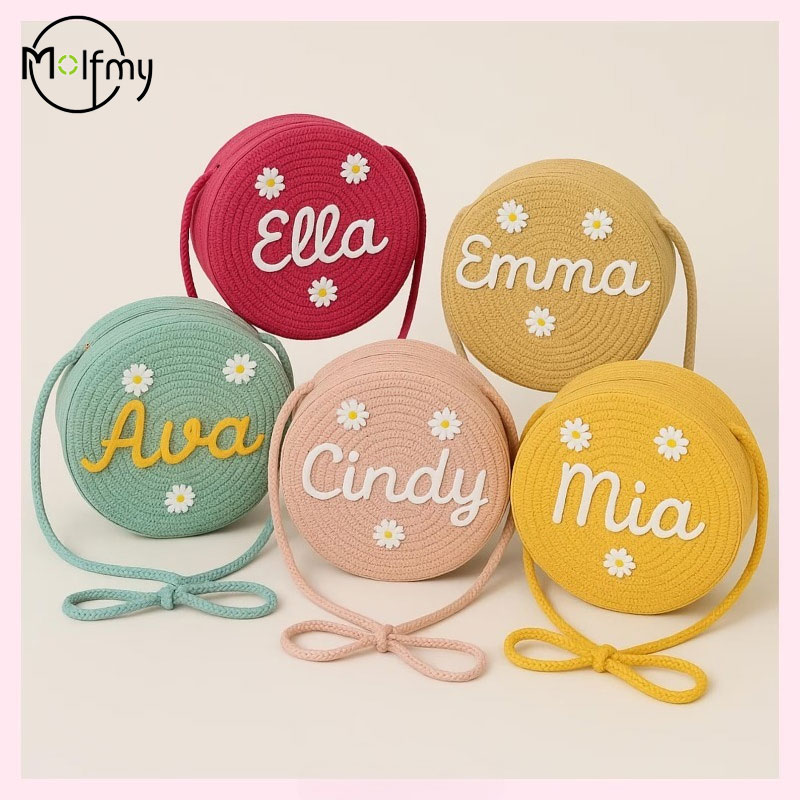Flower Girl Basket - 1pcs Personalized Handmade Straw Bag for