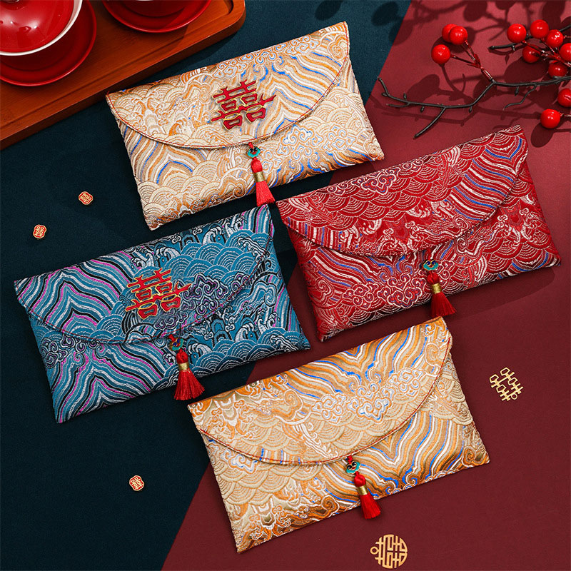 2 Pcs Brocade Embroidery Fabri - Wedding Envelopes 评论和价格