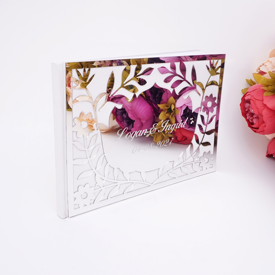 Luxury Hollow Floral Mirror Ac - Personalized Guest Book 评论和价格