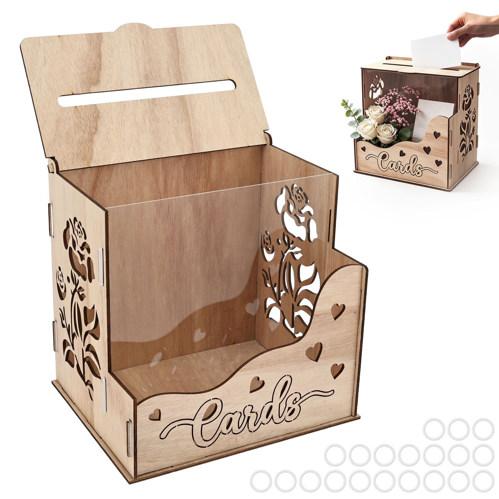 Wooden Party Card Box with Acr - Wedding Card Box 评论和价格