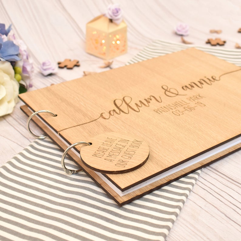 Custom Wooden Wedding Guest Bo - Personalized Guest Book 评论和价格