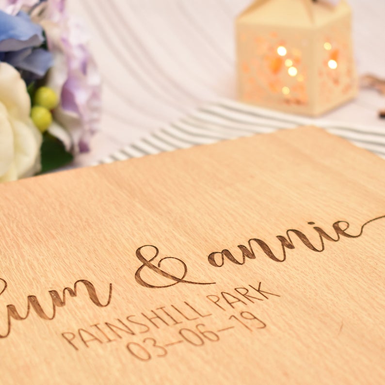 Custom Wooden Wedding Guest Bo - Personalized Guest Book 评论和价格