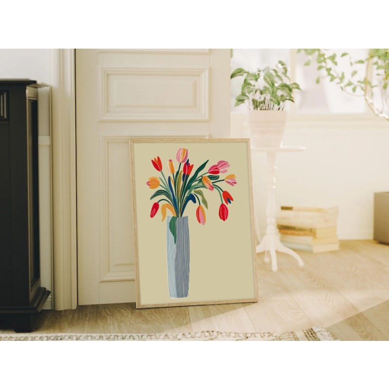 2pcs Tulip Flowers Canvas Wall - Flower Girl Basket 评论和价格