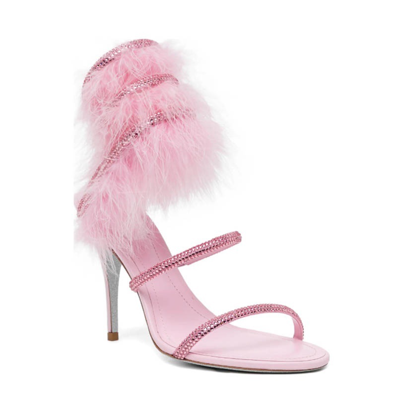Pink fur ankle warp crystal hi - Wedding Super 评论和价格